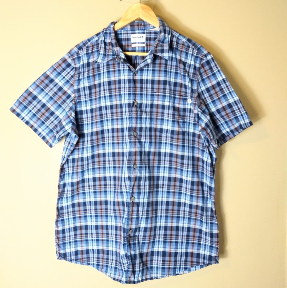 TIMBERLAND Sz XL mens plaid casual dress s…